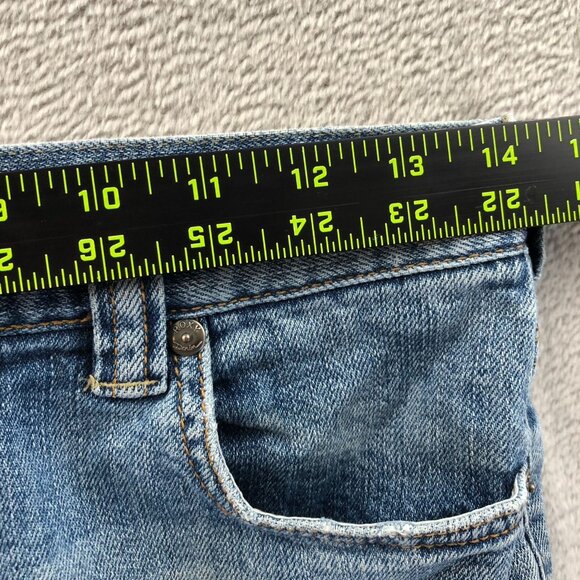 Roxy Womens Jean Shorts Size 3 Embroidered Blue Denim Cuffed Casual Stretch Y2K - Picture 4 of 14